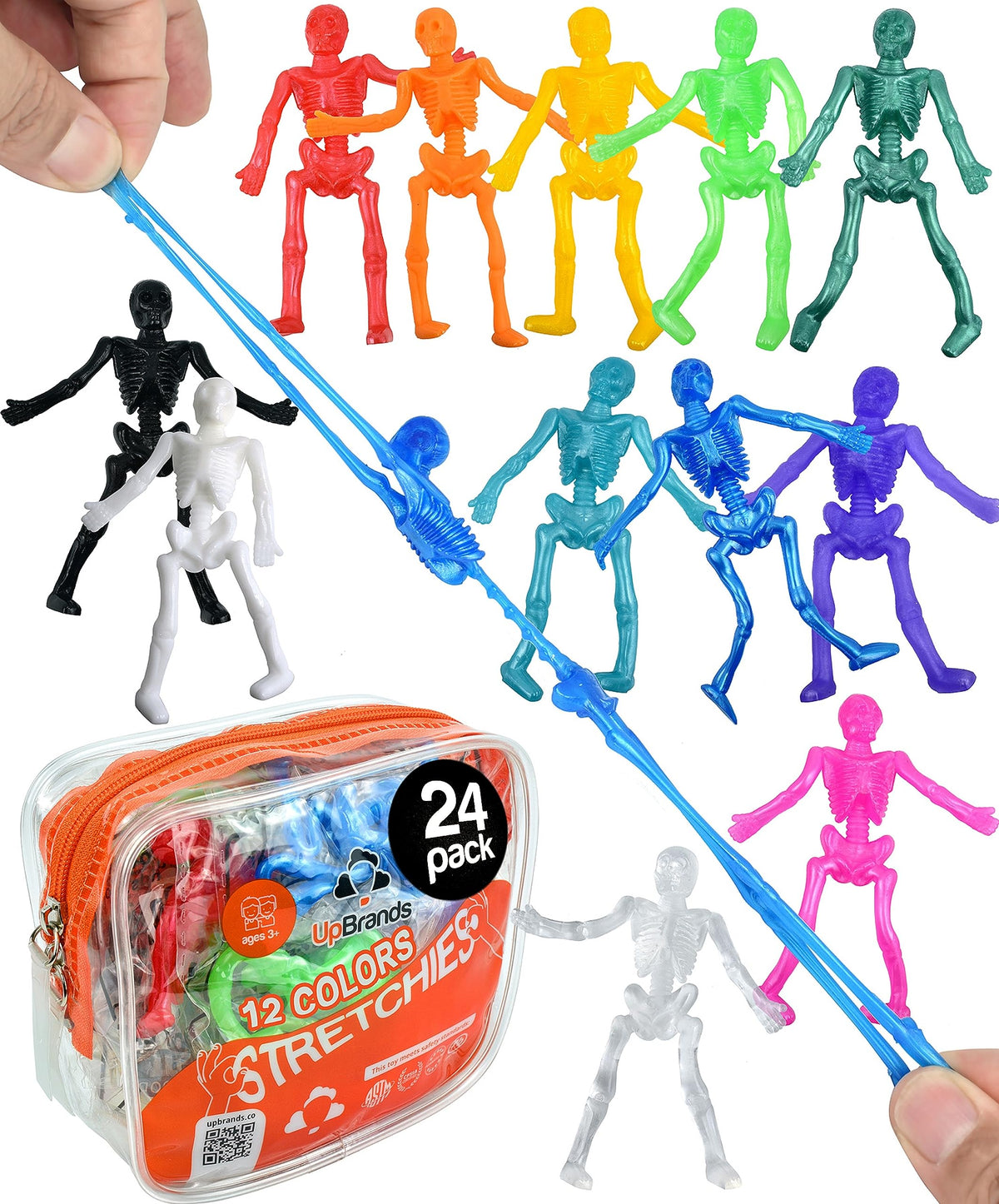 UpBrands Halloween Party Favors for Kids – Spooky & Stretchy Mini Skeleton Toys for Trick-or-Treat Giveaways, Classroom Rewards and Bulk Party Supplies