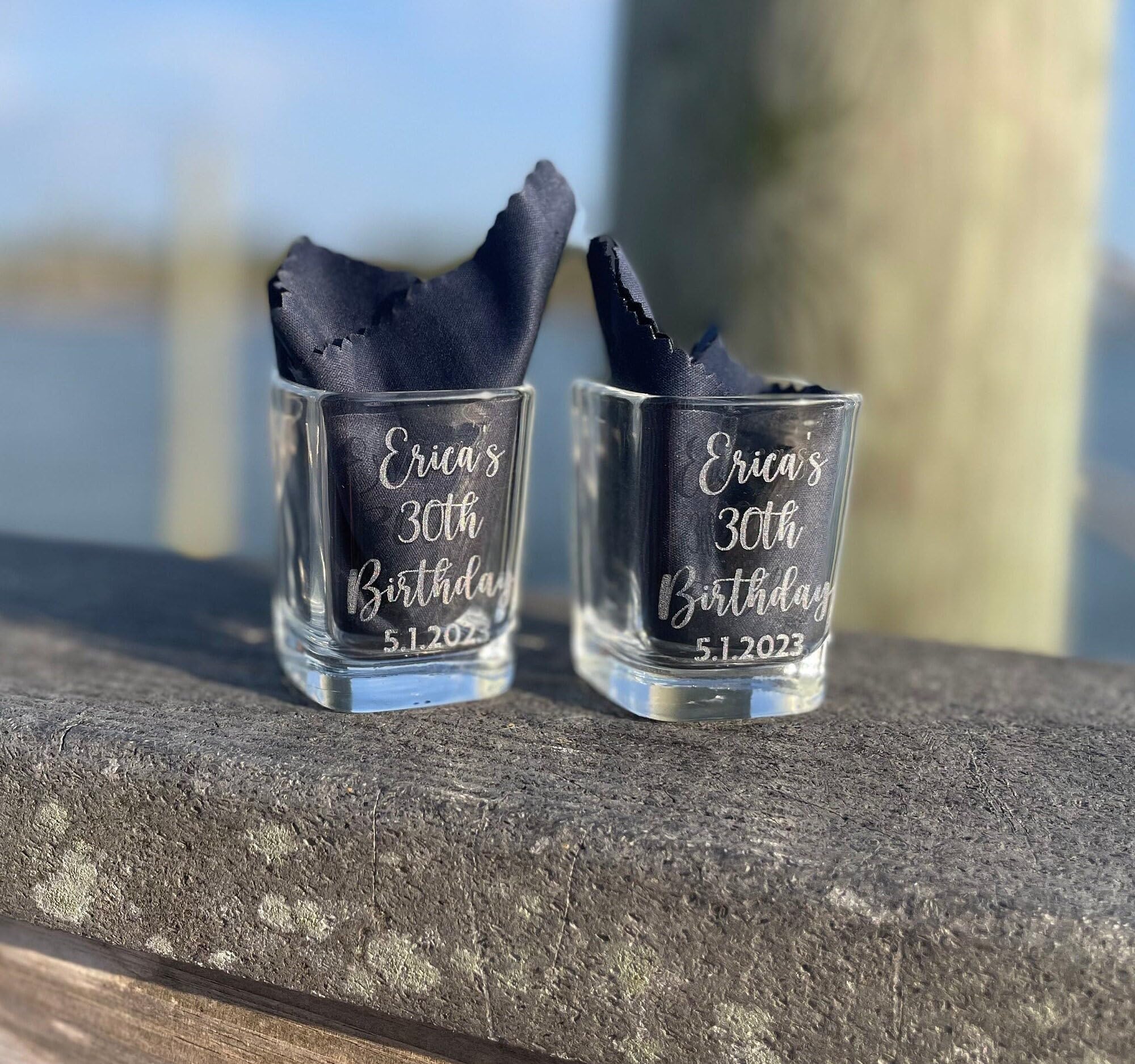 Custom 2 oz Shot Glass - Set of Glasses Personalized with Name and Birthday - Ideal for 21st, 30th, 40th, 50th Birthday Party Favors and Gifts