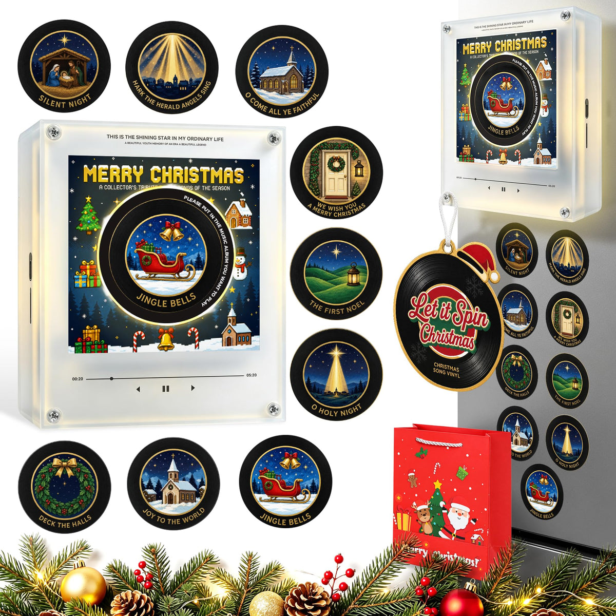 Personalized Magnetic Christmas Music Player with 9 Discs