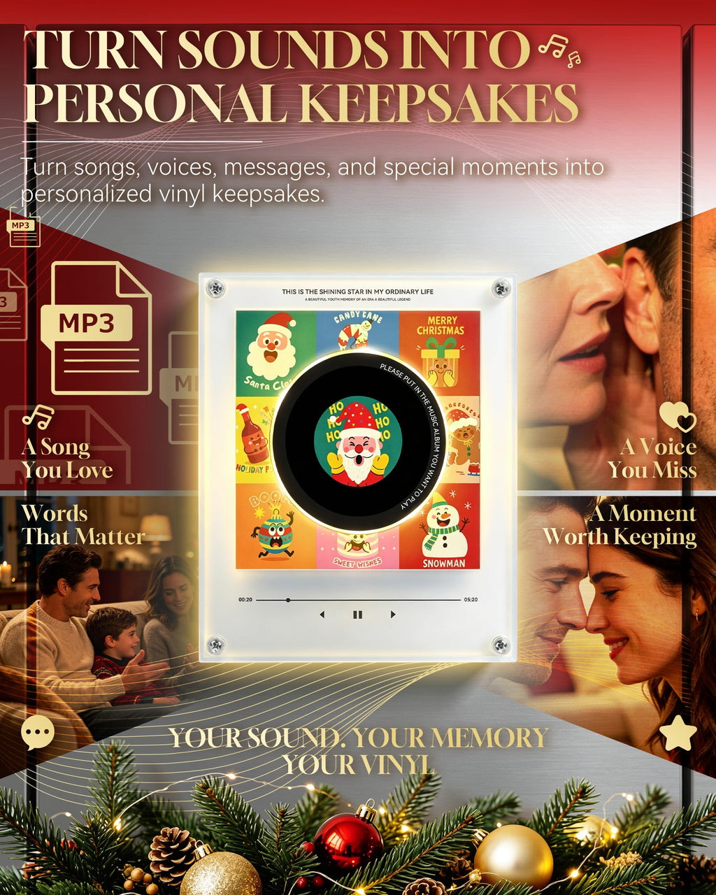 Personalized Magnetic Christmas Music Player with 9 Discs