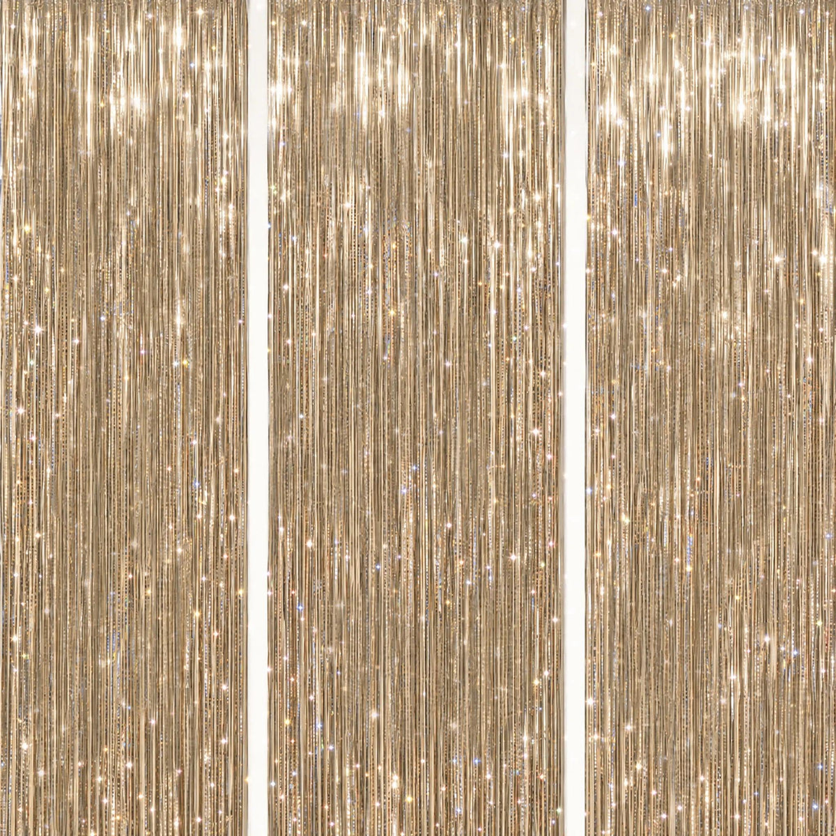 3-Pack Metallic Foil Fringe Backdrop Curtains for Parties